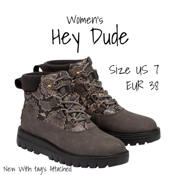 Hey Dude Shoes - Hey Dude Tonya Eco Shield Womens Boots Shoes Booties Size 7 US Camo Snake New